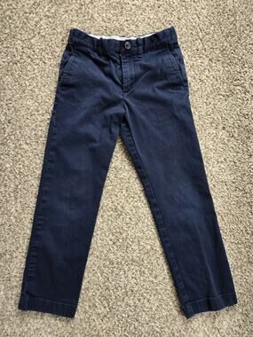CREWCUTS Pants Boys Size 7 Slim Blue Chino Pants Adjustable Hook Zip Uniform USA